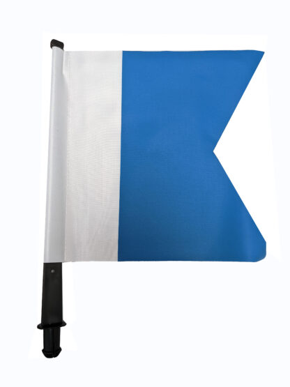 Alpha blue and white flag with pole and mount for torpedo float