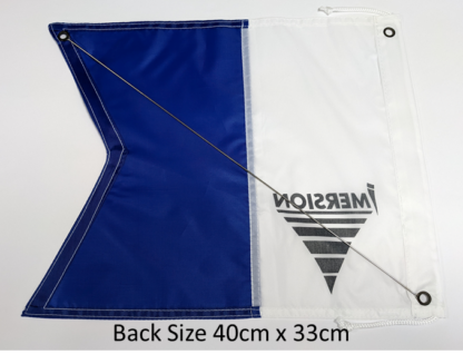 Imersion alpha blue & hite flag back 40cm x 33cm