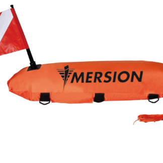 Imesion spearfishing torpedo float buoy with red and white flag and 20m float line